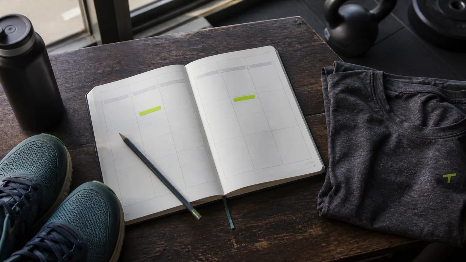A weekly planner with two separate steady cardio sessions marked in lime